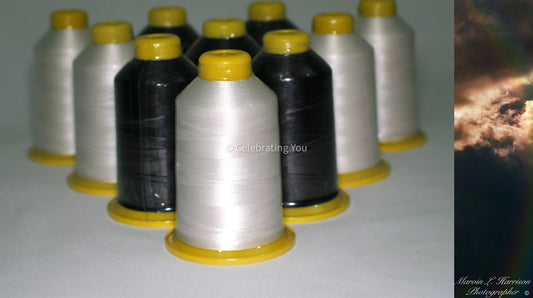 Embroidery Thread for Machine - 3 Extra Large Spools 5500M Each Spool High Tenacity Embroidery Thread, 120D Polyester Thread,2 White+1 Black